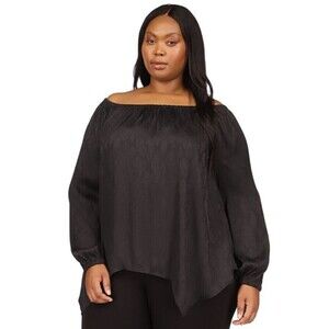 Michael Kors Women's Plus Size Jacquard Snakeskin-Print Handkerchief-Hem Top 2X